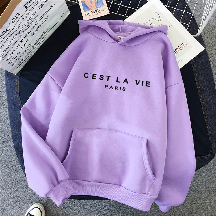 Sudadera suelta con capucha y estampado de letras