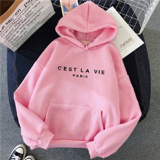 Sudadera suelta con capucha y estampado de letras