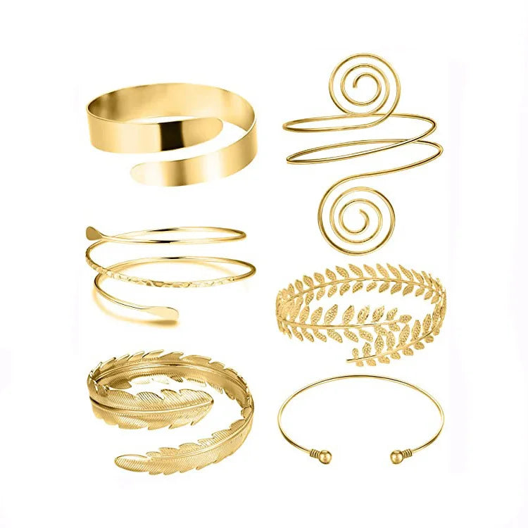 Brazalete Ajustable de Espiral Boho para el Brazo Superior, Joyería para Mujer y Niñas