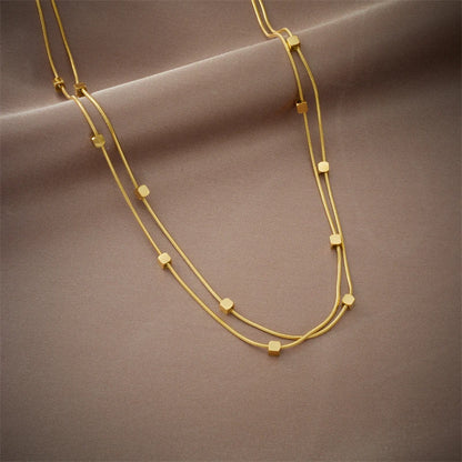 Collar 2 en 1 de Cadenas de Cubos Pequeños de Acero Inoxidable 316L D, en Oro y Plata para Mujer