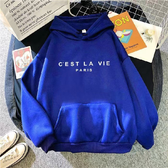 Sudadera suelta con capucha y estampado de letras