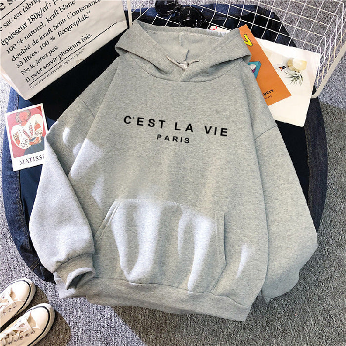 Sudadera suelta con capucha y estampado de letras